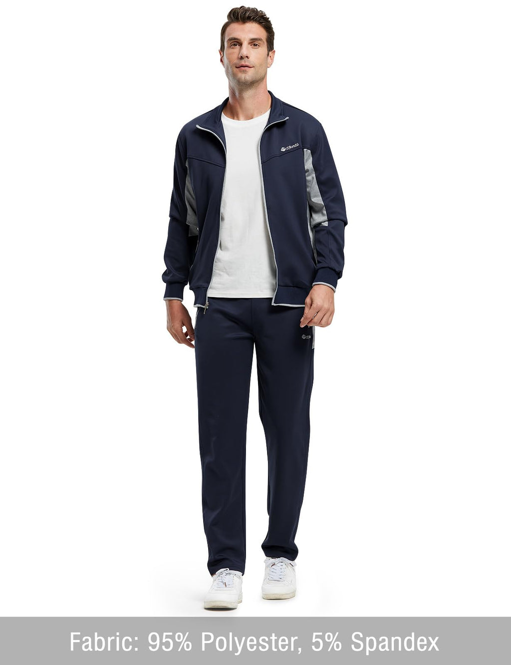 TBMPOY Men's Tracksuits Sweatsuits for Men Set Track Suits 2 Piece Casual Athletic Jogging Warm Up Full Zip Sweat Suits Navy/Grey XXL
