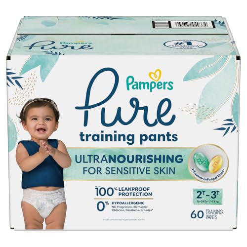 Pampers Pure Protection Training Underwear, Unisex, Size 2T3T, 60 Count, Premium, Hypoallergenic, Soft, Absorbent