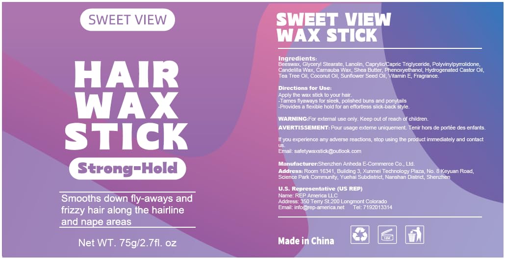 SWEET VIEW Hair Wax Stick & Slick Back Hair Brush for Tame Flyaways, Frizz, Sleek Ponytails, Buns | Pomade/Balm/Gel Stick for Woman, Styling Accessories for Girls