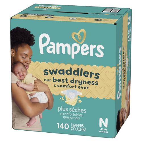Pampers Swaddlers Diapers, Size 0 (up to 10 lbs), 140 Count, Absorbent, Keeps Baby Dry and Comfortable, Skin Safe Disposable Baby Diaper (Packaging May Vary)