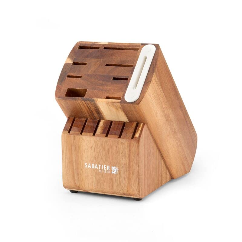Sabatier Acacia Forged Triple Rivet Edgekeeper Knife Block Set, 15-Piece, White
