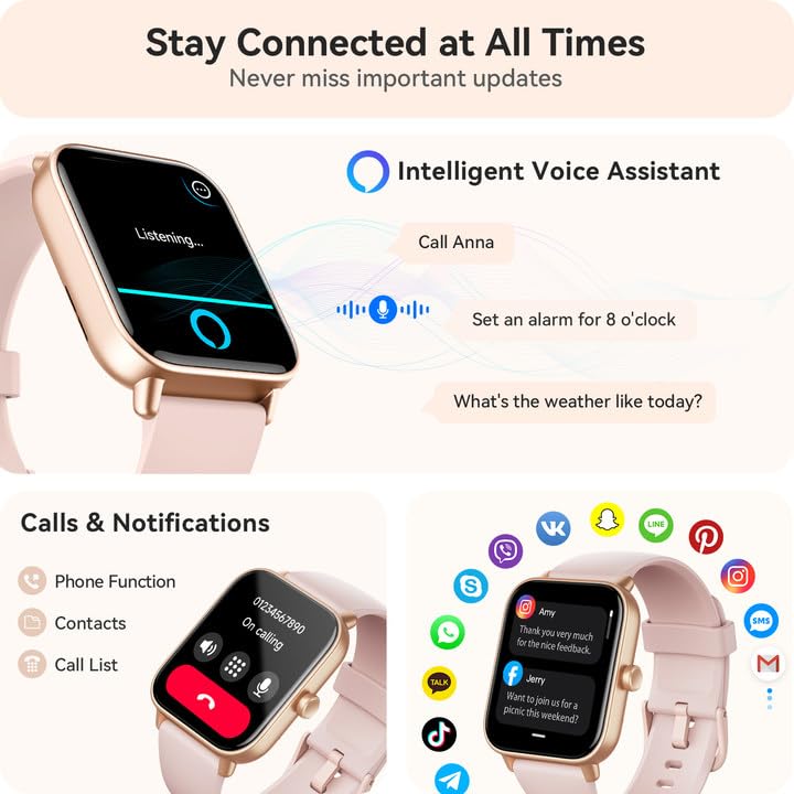 Smart Watch for Women Android & iPhone, Alexa Built-in, IP68 Waterproof Activity Fitness Tracker with Bluetooth Call (Answer/Make), 1.8" Smartwatch with Heart Rate/SpO2/Sleep Monitor, 100+ Sports Mode