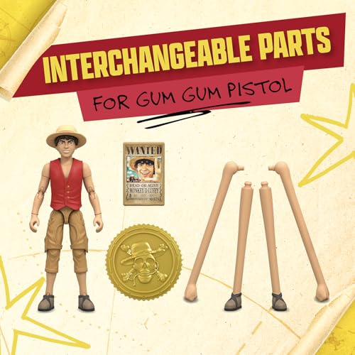 One Piece Monkey D. Luffy 6″ (15 cm) Action Figure with 6 Accessories. Includes Swappable Arms and Legs, Wanted Poster, and Berry Coin Display Base