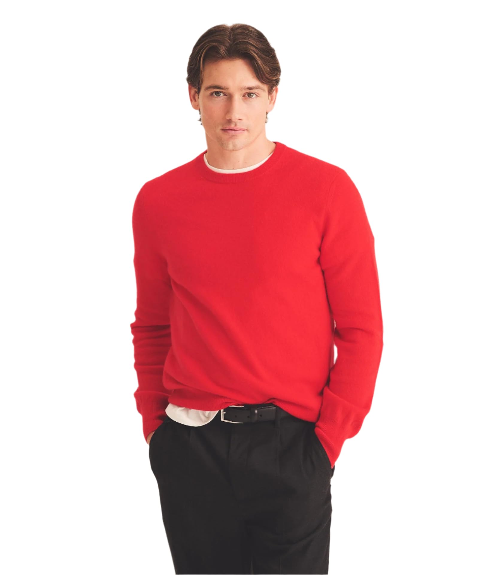 NAADAM Men's The Original Cashmere Crewneck Sweater, Tomato Red, XL