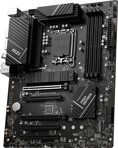 MSI PRO B760-P WiFi DDR4 ProSeries Motherboard - Supports 12th/13th/14th Gen Intel Processors, LGA 1700, DDR4, PCIe 4.0, M.2, 2.5Gbps LAN, USB 3.2 Gen2, HDMI/DP, Wi-Fi 6E, Bluetooth 5.3, ATX