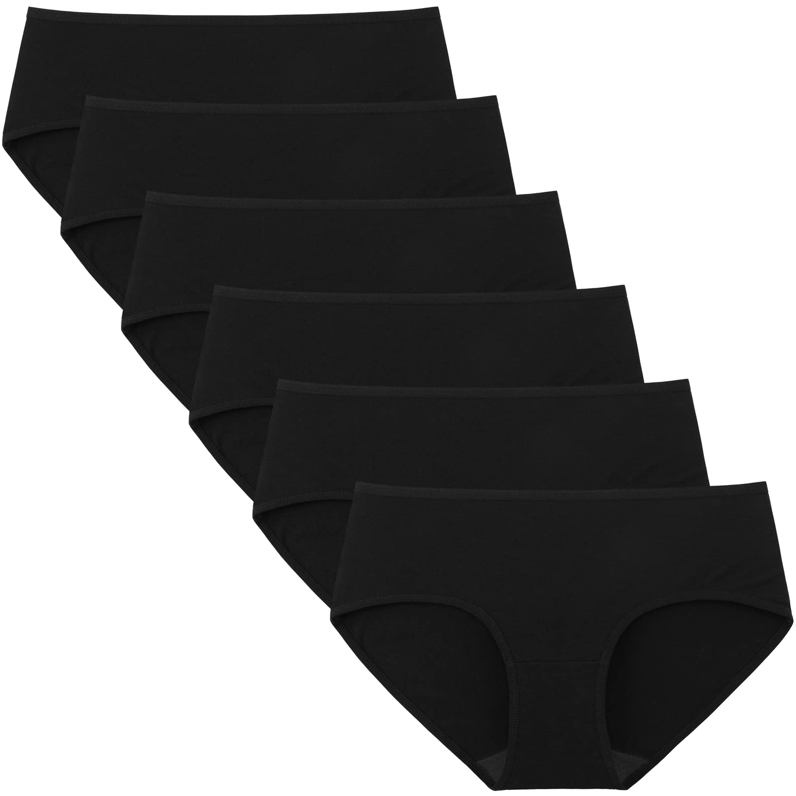 INNERSY Womens Underwear Cotton Hipster Panties Regular & Plus Size 6-Pack(X-Large,Black)