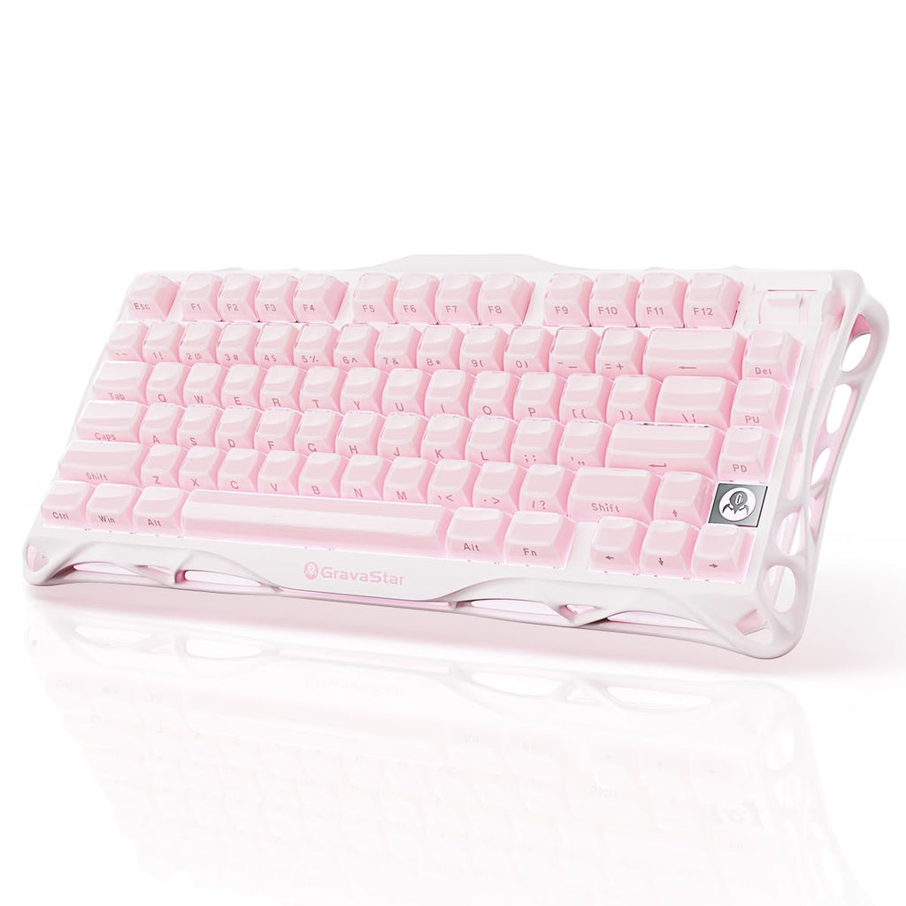 GravaStar Mercury K1 75% Pink Wireless Keyboard, Aluminum Alloy Exoskeleton Design Mechanical Gaming Keyboard, Gasket Hot-Swap Socket, Linear Switches, RGB Backlit