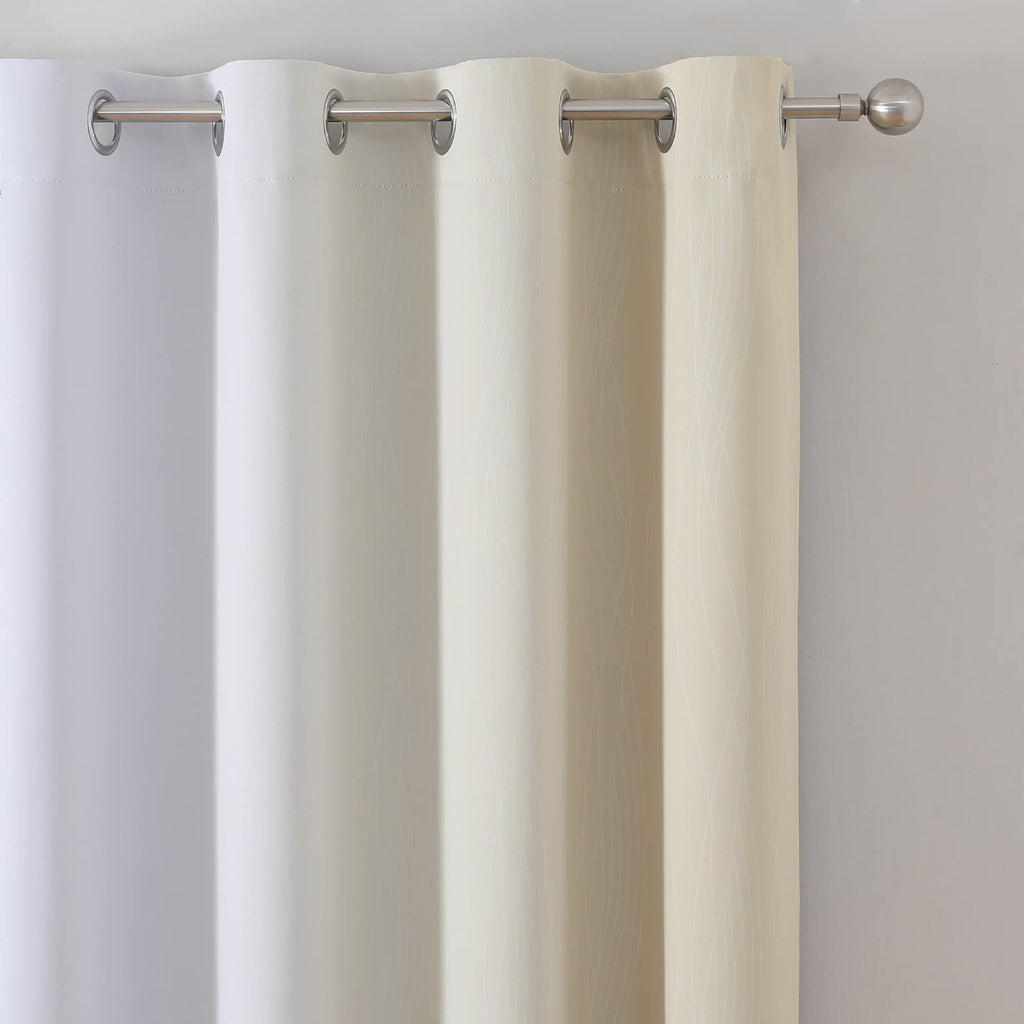 Estelar Textiler Beige and Greyish White Blackout Curtains for Living Room, Full Room Darkening Gradient Drapes for Bedroom, Thermal Insulated Ombre Grommet Curtains for Dining Room,52Wx84L,2 Panels