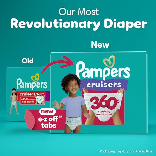 Pampers Diapers - Cruisers 360 - Size 4, 116 Count, Babyproof up to 100% Leakproof Pull-On Diaper