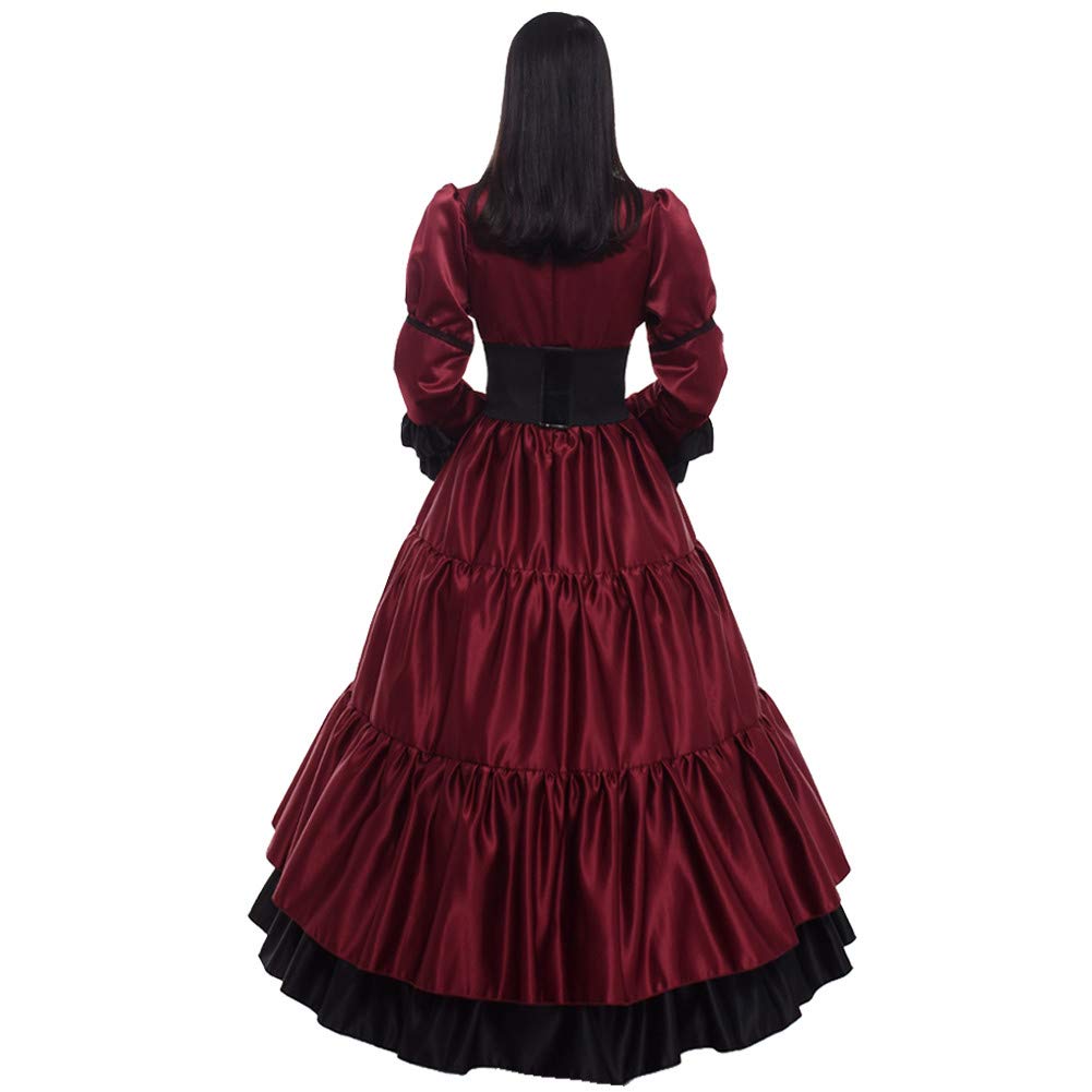 GRACEART Women Gothic Victorian Rococo Dress Costumes Wine red L