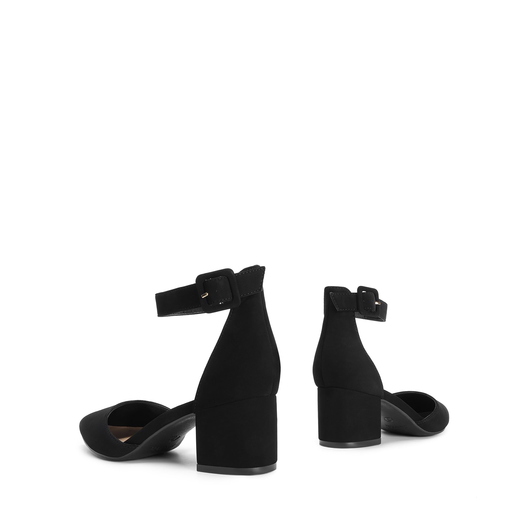 DREAM PAIRS ANNEE Pointed Toe Low Chunky Heels Pump Shoes,Size 10,Black/Nubuck,ANNEE