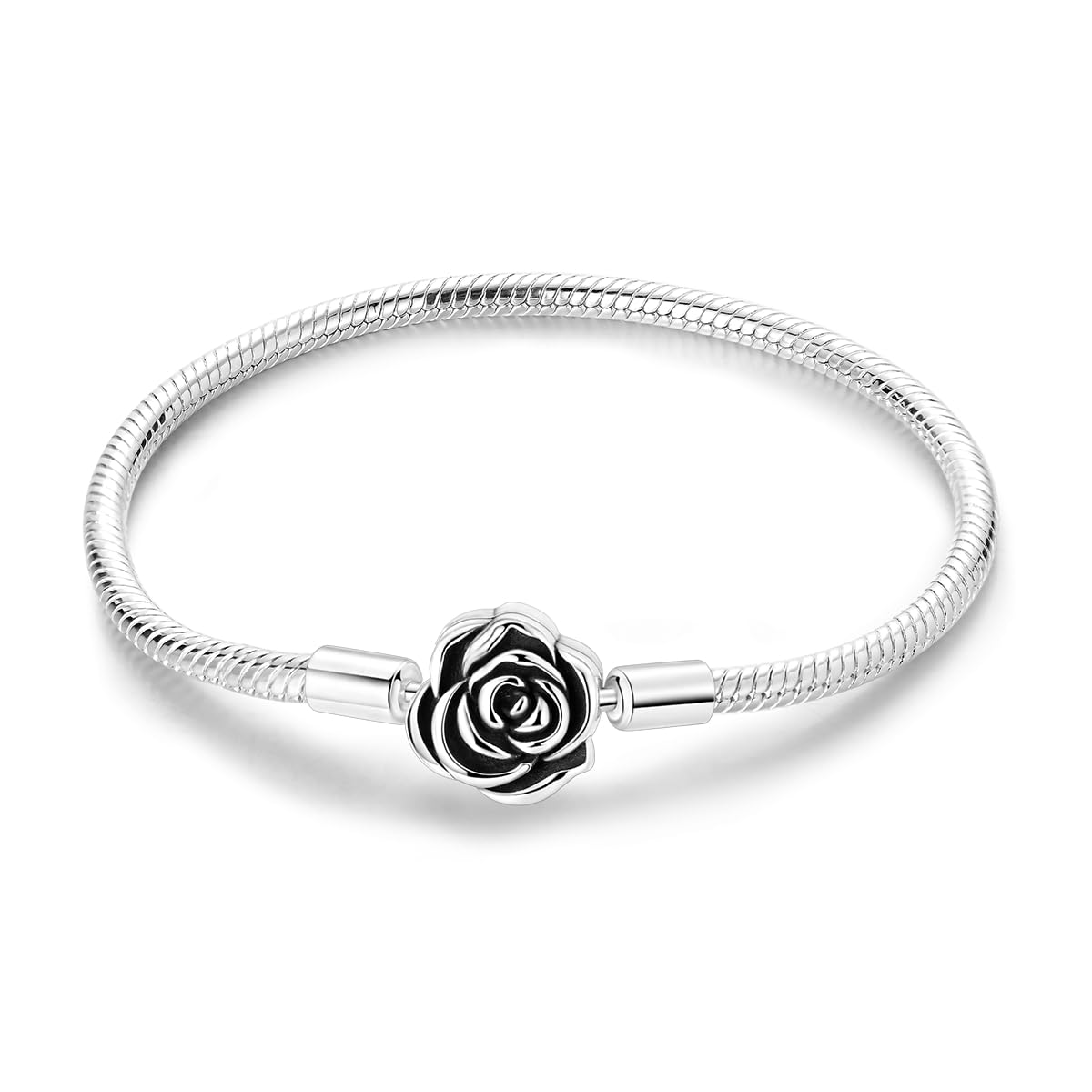 Heart Clasp Rose Snake Charm Bracelets for Women Sterling Silver, Travel Charm Moments European Bracelet Filigree Chain Dreamcatcher Bead Jewelry Compatible with Pandora Charms