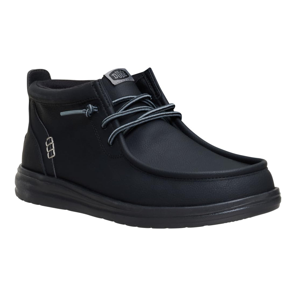 HEYDUDE Wally Mid Gripr Classic, Black/Black, Size 11, Men’s Boots, Men’s Pull On Boots, Water-Repellent, Comfortable & Lightweight