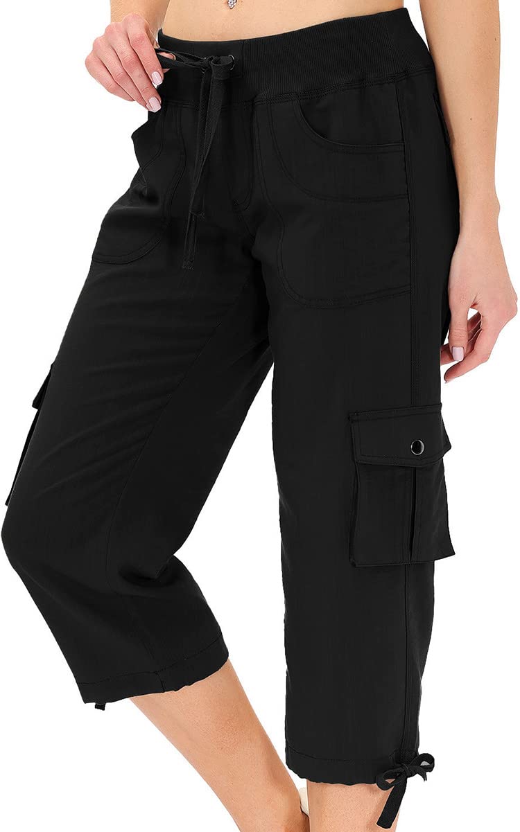 MoFiz Hiking Cargo Shorts for Women Outdoor Quick Dry Athletic Shorts for Boating Camping with Pockets Black XL
