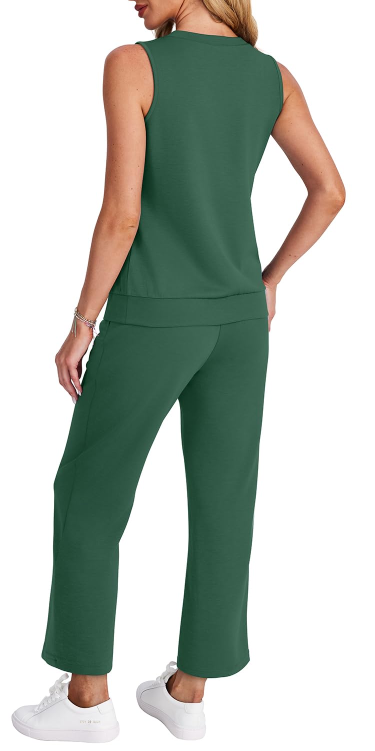 WIHOLL Matching Sets Women Clothing Summer Outfits 2 Piece Sets for Women Business Casual Outfits Dressy Casual M