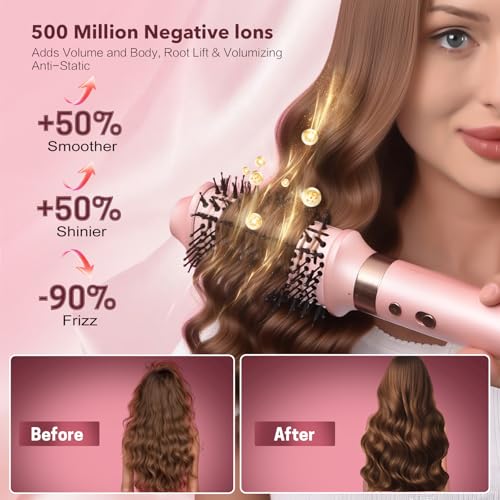Mythsight StyleVibe 6-in-1 Air Styler, Hair Dryer & Blow Dryer Brush with Travel Case - Auto Wrap Curls (L/R), Fast Drying, Thermal Round Brush for Smooth Blowouts & Frizz-Free Volume, No Heat Damage