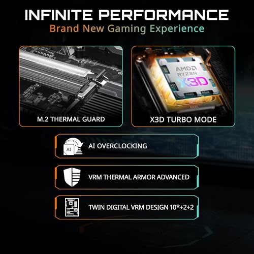 GIGABYTE B850M Gaming X WIFI6E AMD AM5 mATX Motherboard, Support AMD Ryzen 9000/8000/7000 Series, DDR5, 10+2+2 Power Phase, 2X M.2, PCIe 5.0, USB-C, WIFI6E, 2.5GbE LAN, EZ-Latch, 5-Year Warranty
