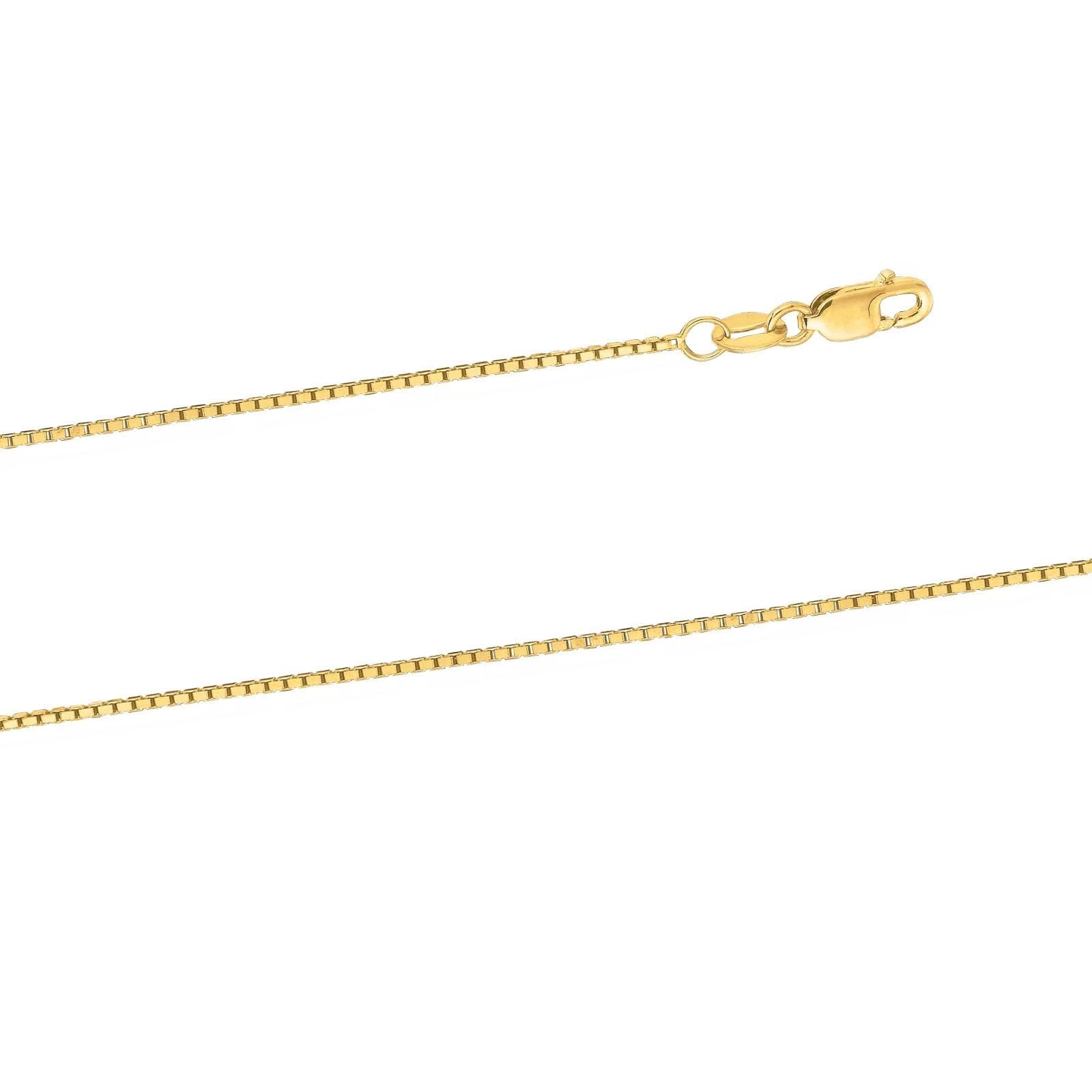 GOLDPAR 14k Yellow Gold Real Solid Box Chain 1.05MM Necklace for Women Jewelry with Lobster Clasp - 20"