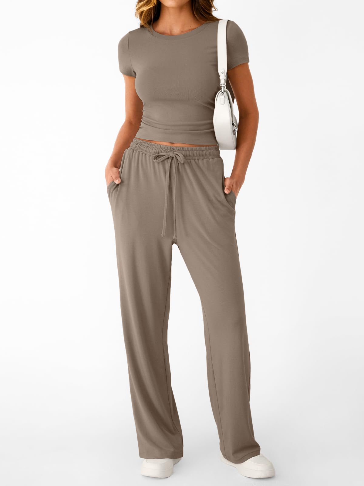 Trendy Queen Womens 2 Two Piece Set 2026 Summer Workout Beach Vacation Cruise Gym Clothes Spring Fashion Lounge Matching Sweatsuit Sweat Airport Travel Outfit Resort Wear Fitness Clothing