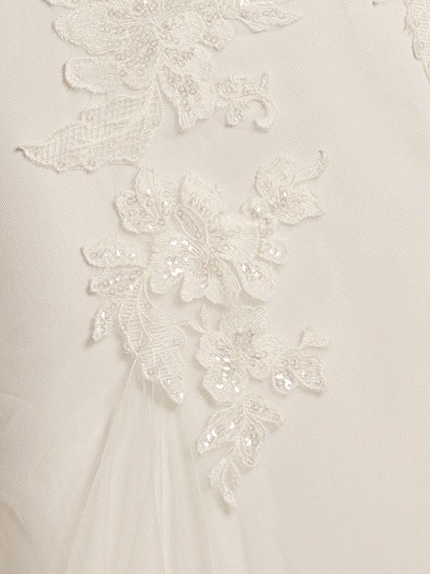 David's Bridal Tulle Lace Applique Corset Mermaid Wedding Dress, Women's Size 8, Ivory
