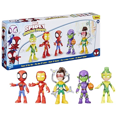 Spidey and his Amazing Friends Hasbro Marvel, Friends & Foes Pack, 5 Action Figures, 4-Inch, Preschool Super Hero Toys for Kids Ages 3 and Up (Amazon Exclusive)
