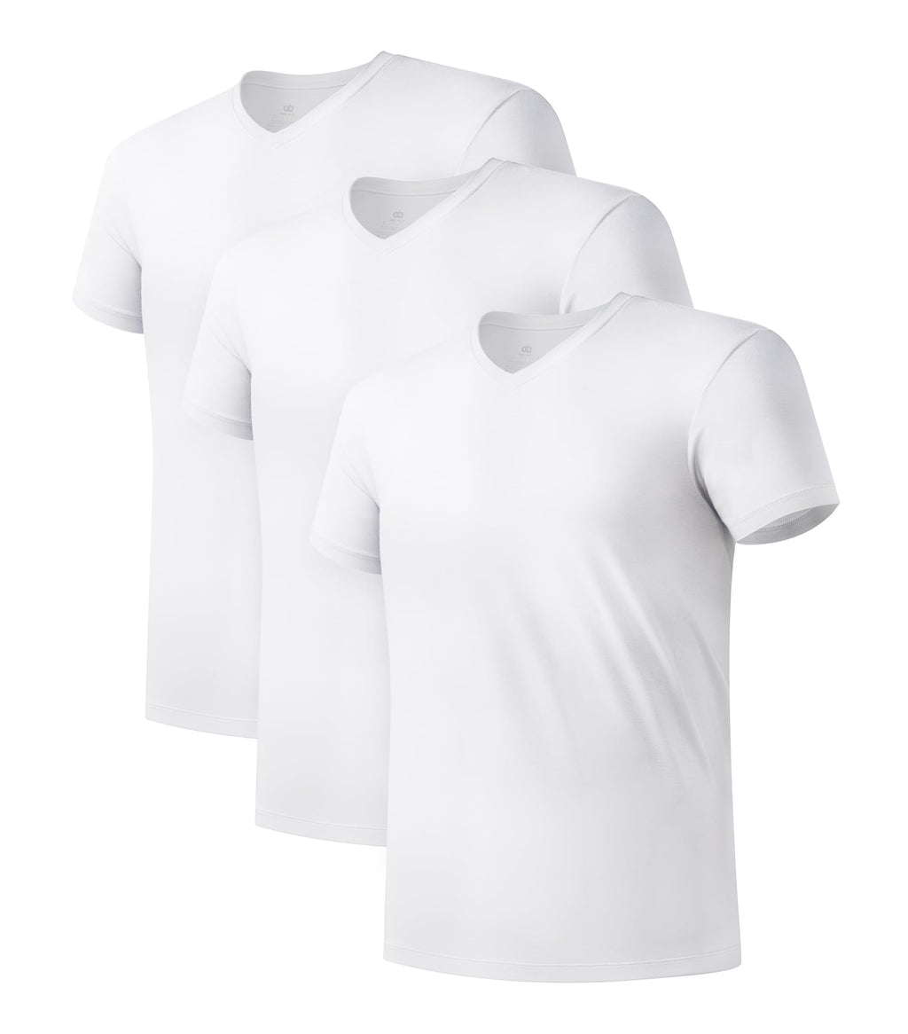 DAVID ARCHY Men's Undershirts Micro Modal Ultra Soft T-Shirts Stretch Moisture-Wicking V-Neck Tees for Men, 3-Pack (XL, White)