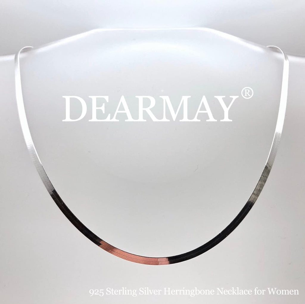 DEARMAY Silver Plated Herringbone Necklace for Women Dainty Sterling Silver Necklace Sterling Silver Choker Thin Snake Chain Necklaces