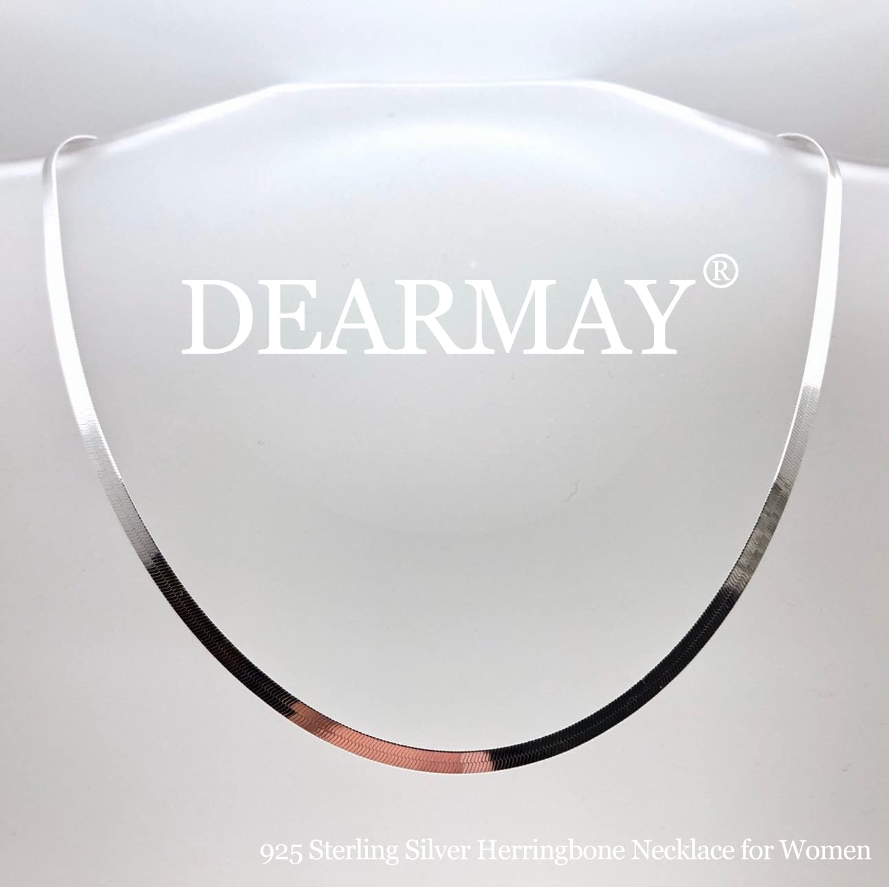 DEARMAY Silver Plated Herringbone Necklace for Women Dainty Sterling Silver Necklace Sterling Silver Choker Thin Snake Chain Necklaces