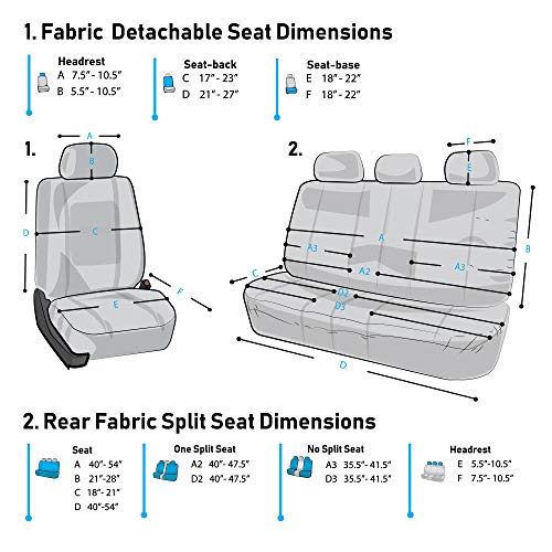 FH Group Full Set Cloth Car Seat Covers, Universal Fit Front and Split Bench Rear, Airbag Compatible, Washable for SUV, Sedan, Van - Black