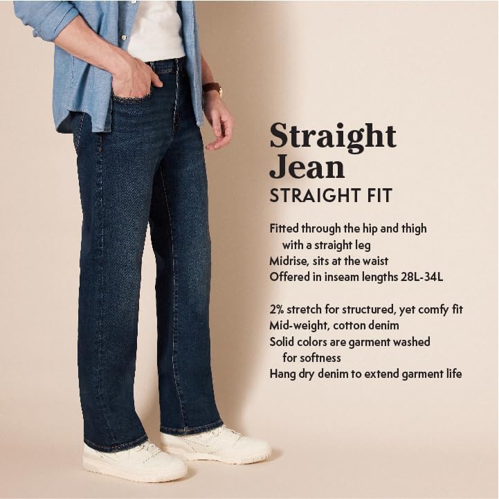 Amazon Essentials Men's Straight-Fit Stretch Jean - Discontinued Colors, Dark Wash, 34W x 29L