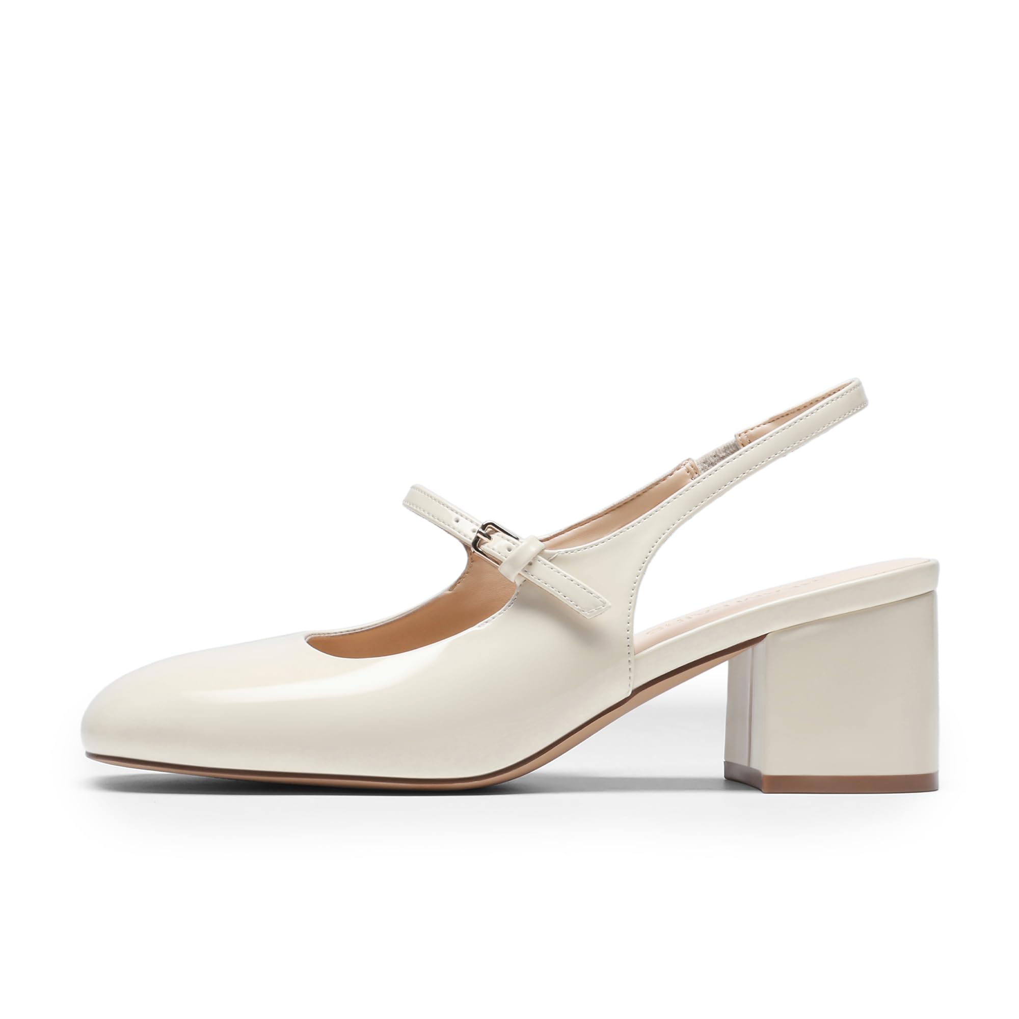 DREAM PAIRS Women's Mary Jane Low Chunky Heels Slingback Closed Square Toe Dress Shoes Wedding Party Work Office Pumps Shoes,Size 7.5,Beige,SDPU26005W