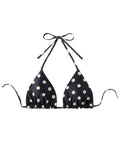 WDIRARA Women's Polka Dots Triangle Bikini Top Micro Halter Swimsuit Tops Black and White Medium