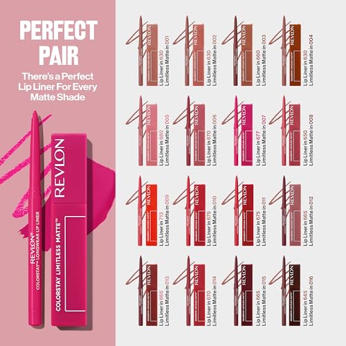 Revlon ColorStay Limitless Matte Liquid Lipstick, Vegan Formula, No-Budge, Longwear Lip Color, Long Lasting, Lightweight/Comfortable, Waterproof, 010 Top Talent, 0.17 fl oz