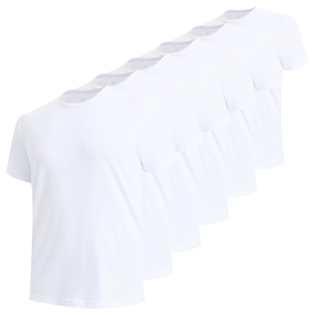 BAMBOO COOL Men's Undershirts Moisture Wicking Crewneck T Shirts, Breathable Stretch Soft Tees for Men, 6 Pack