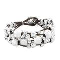 Uno de 50 MULTIVITAMINS Bracelet, Triple Strand Sterling Silver-Plated & Brown Leather
