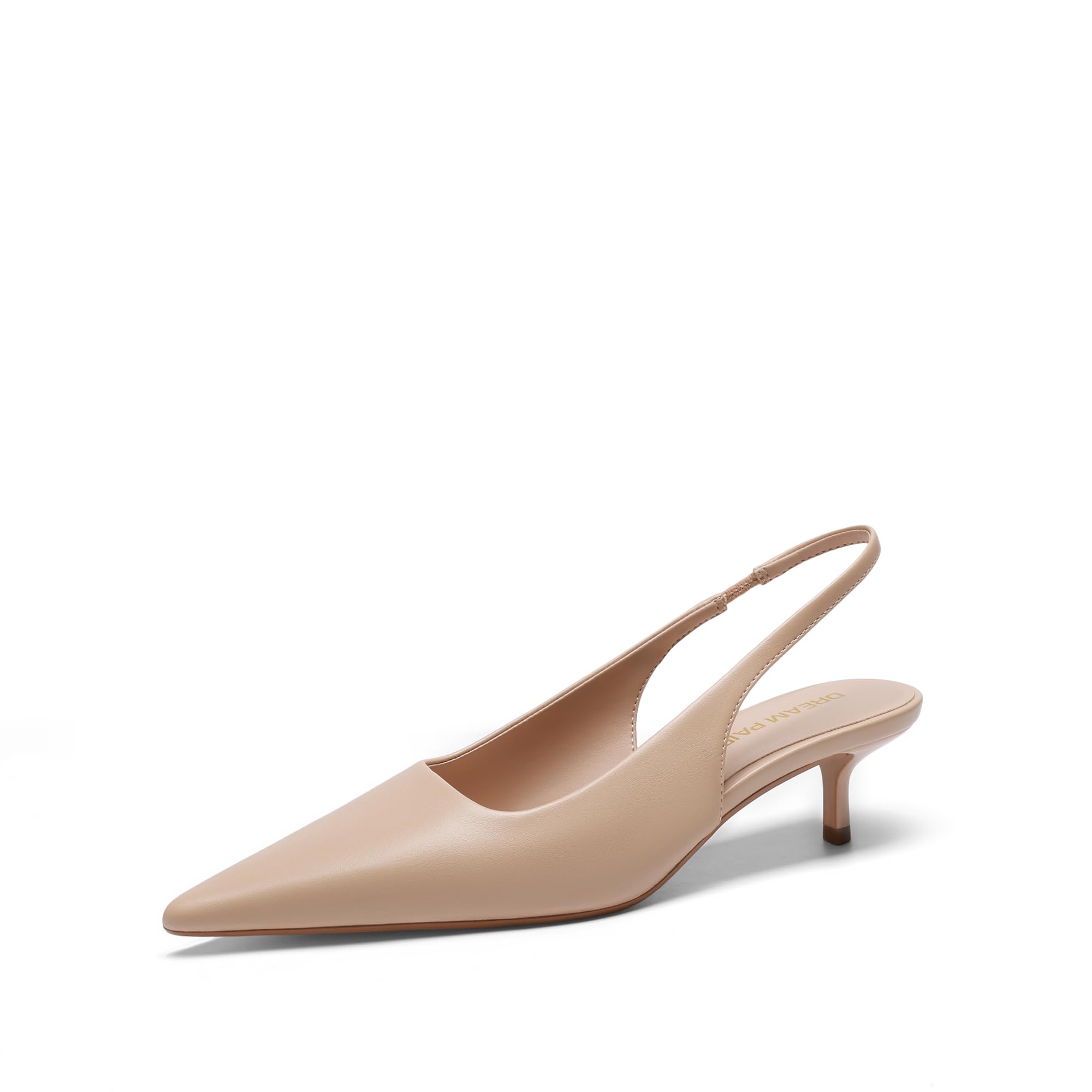 DREAM PAIRS Women's Kitten Heels Slingback Low Closed Toe Comfortable Pumps Pointed Toe Wedding Party Elegant Dress Shoes,Size 8,Nude,SDPU25093W