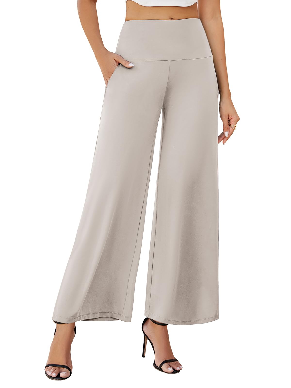 Arolina Palazzo Pants for Women Dressy Casual Wide Leg Pants for Women Stretchy Flowy High Waist Lounge Pants Trousers