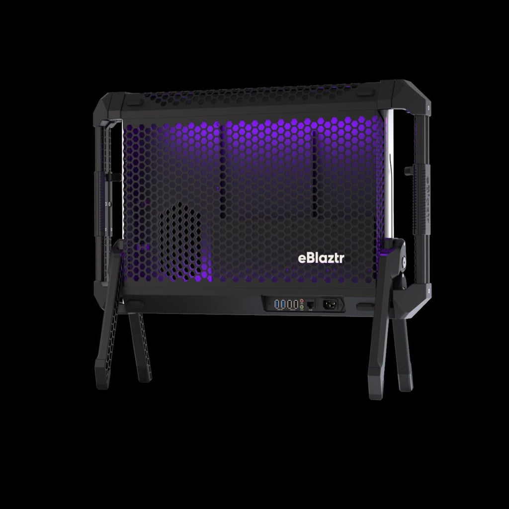 eBlaztr ITX PC Case, Matte Black Aluminum, All-in-One PC Case with PCIe 4.0 Riser Cable, DP Ribbon Cable, Patented Leg System
