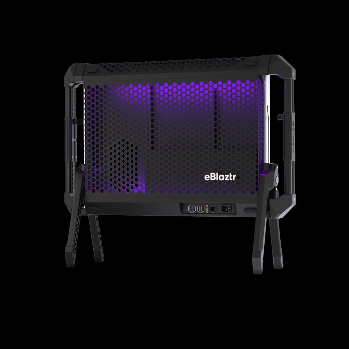 eBlaztr ITX PC Case, Matte Black Aluminum, All-in-One PC Case with PCIe 4.0 Riser Cable, DP Ribbon Cable, Patented Leg System