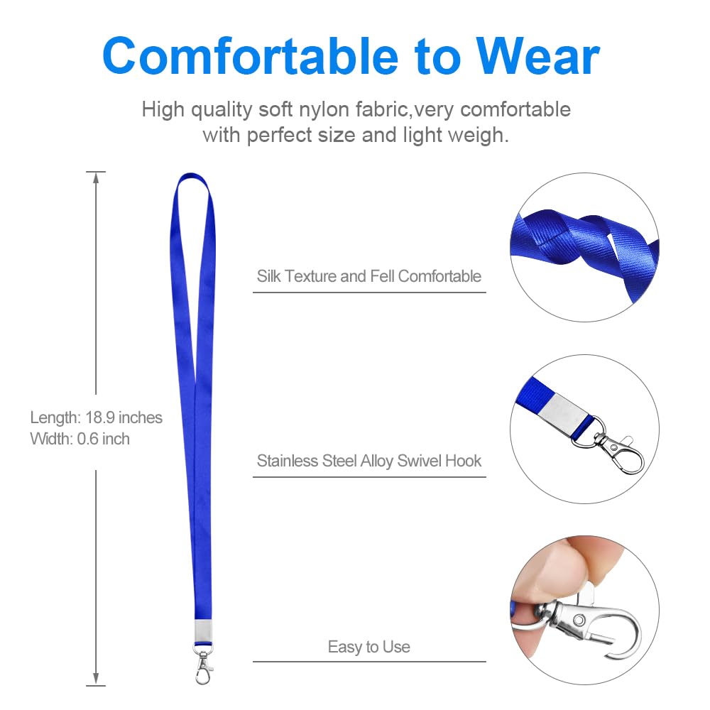 Mcyye 5 PCS Badge Lanyards with Clip for Keys & ID Badges, Premium Lanyard Strap for Teacher, Kids, Men, Women, Badge Lanyard for Cruise, Keys, Wallet, Phone, USB, Keychain