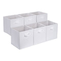 Amazon Basics Collapsible Fabric Storage Cubes Organizer with Handles, Sturdy, White, 10.5-x-10.5-x-11-inch, Pack of 6