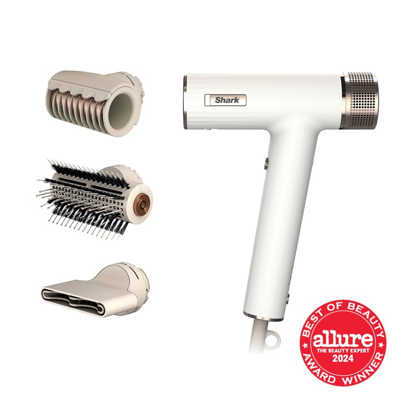 Shark Hair Dryer | SpeedStyle | No Heat Damage Hair Styling Tool | 3 Styling Tools Included | Portable & Powerful Blow Dryer | Best for Straight & Wavy Hair | Silk | HD331