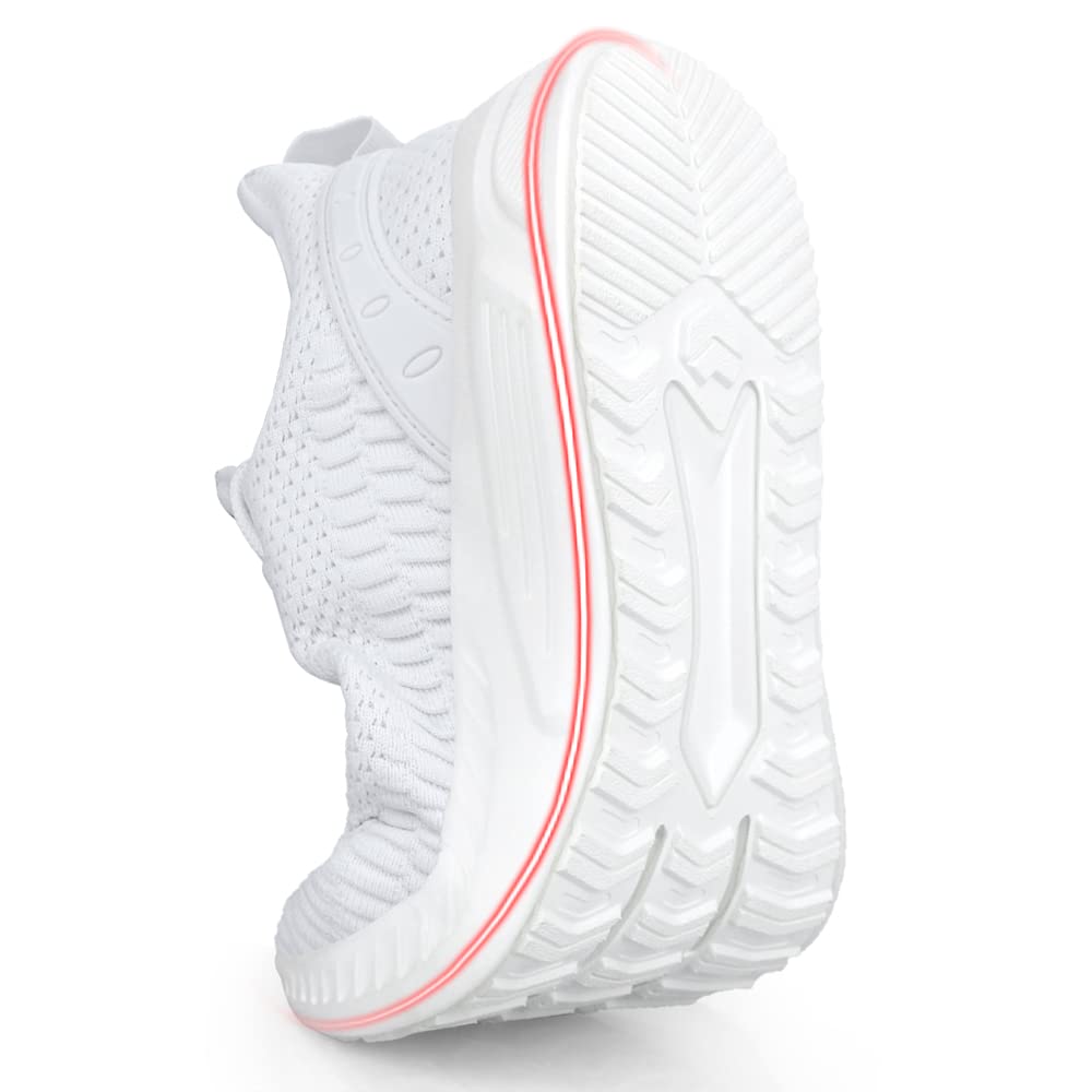 Feethit Mens Slip On Walking Shoes Blade Tennis Shoes Non Slip Running Shoes Lightweight Workout Shoes Breathable Mesh Fashion Sneakers All White Size 10.5