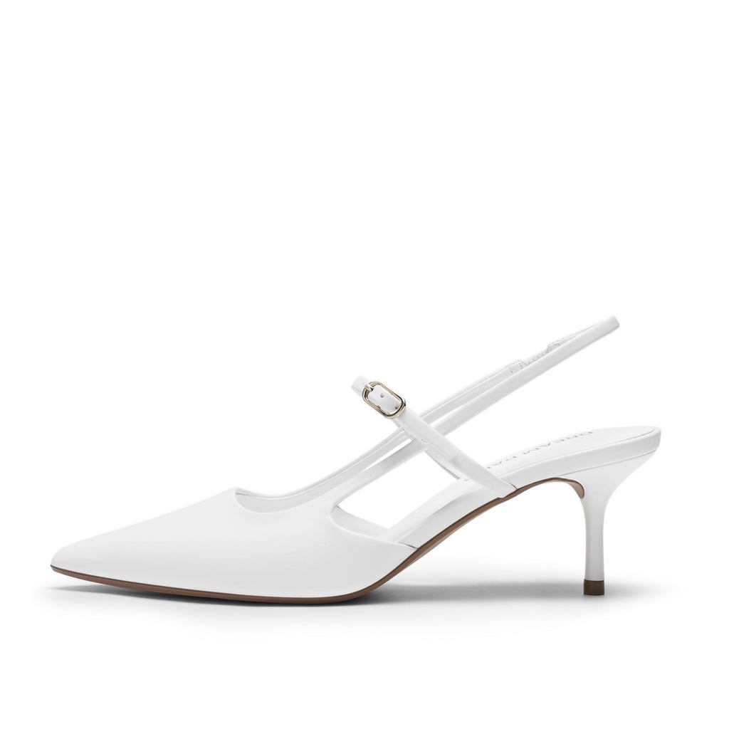 DREAM PAIRS Mary Jane Shoes Women Kitten Slingback Pointed Closed Toe Heels Dress Party Casual Comfortable Pumps Shoes,Size 7,White,SDPU26014W