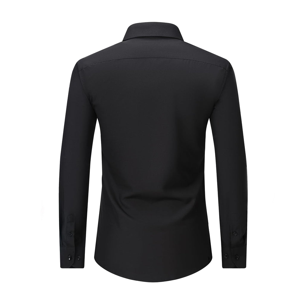 BEFRIED Dress Shirts for Men Big and Tall(Size XL Big-6XL Big Tall) Button Down Long Sleeve Tuxedo Black Shirts Business Casual Collared Shirt