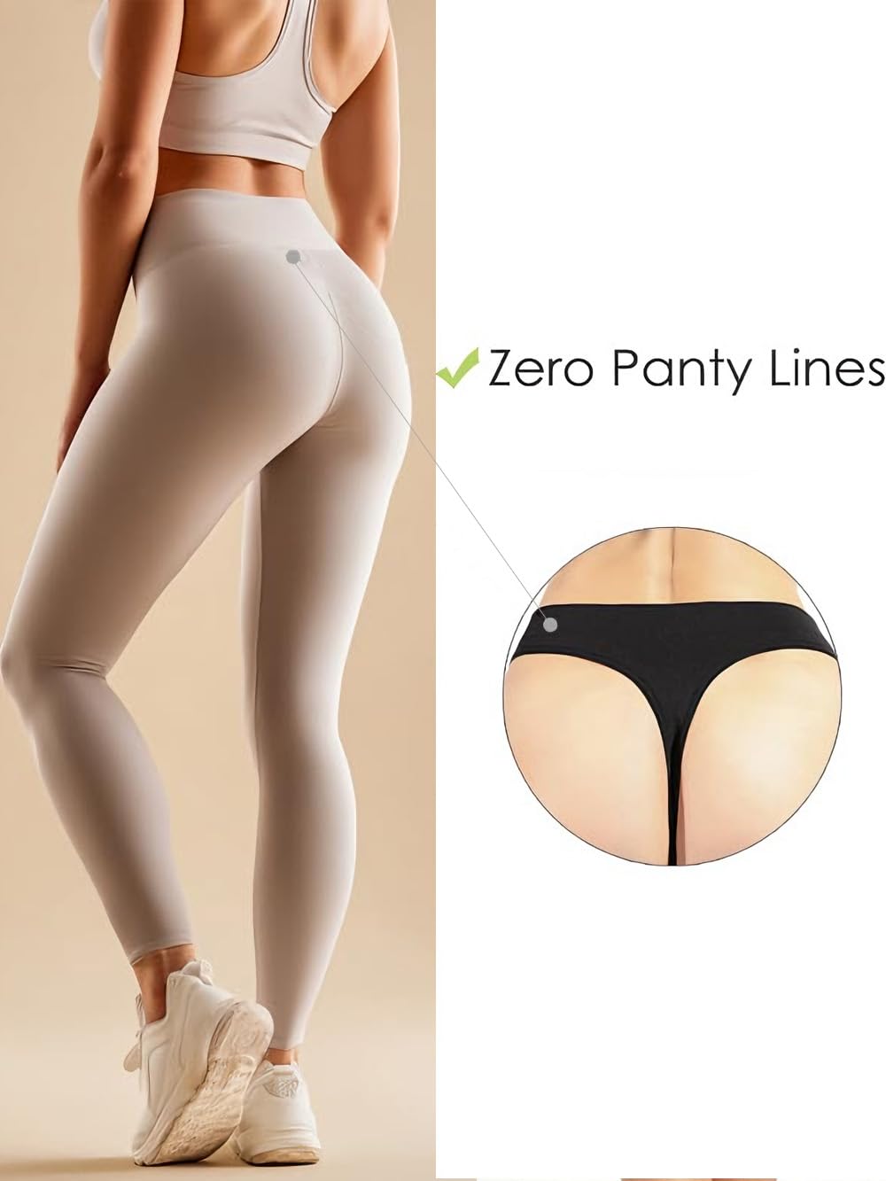 GRANKEE Women's High Waisted Breathable Seamless Thong Panties,No Show Workout Underwear,Comfortable Cotton Crotch,6 Pack(B3S3 6 pack M)