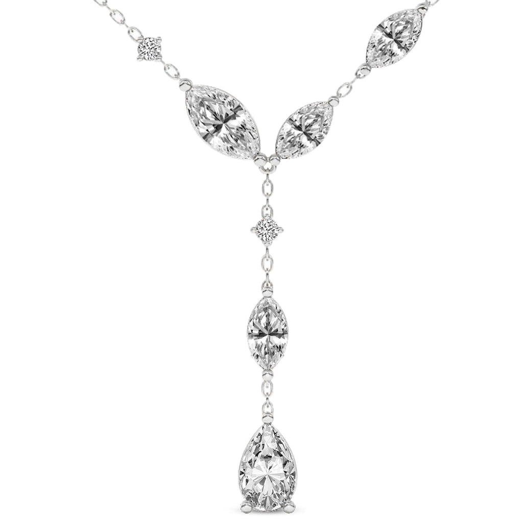 FRIENDLY DIAMONDS Lab Grown Diamond Fashion Necklace IGI Certified | 1 Carat 10K White Gold | Promise Chain Lariat Pear & Marquise Lab Diamond Fashion Necklace | FG-VS Quality