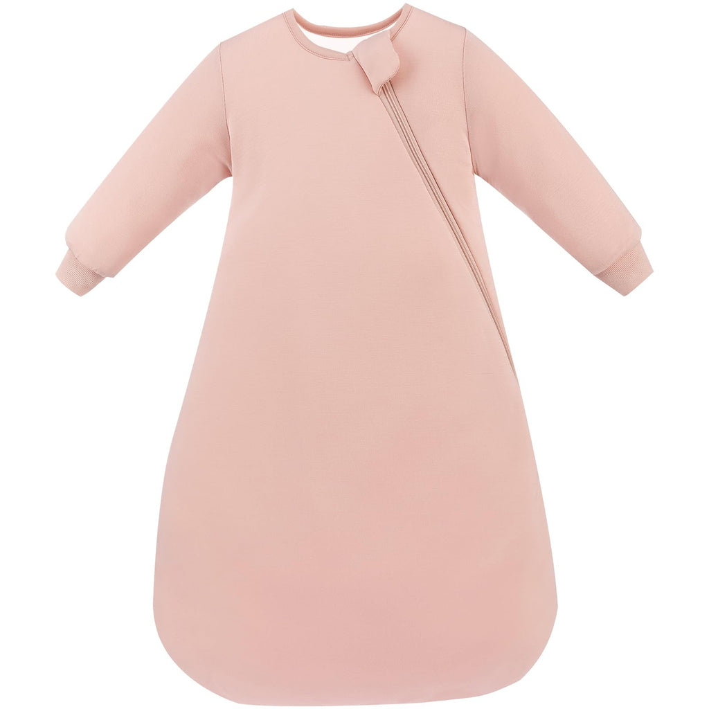 PurComfy Supersoft Long Sleeve Sleep Sack 1.0 TOG, Premium Baby Sleeping Bag 2-Way Zipper Sleep Sack with Sleeves 6-15 Month, Blush