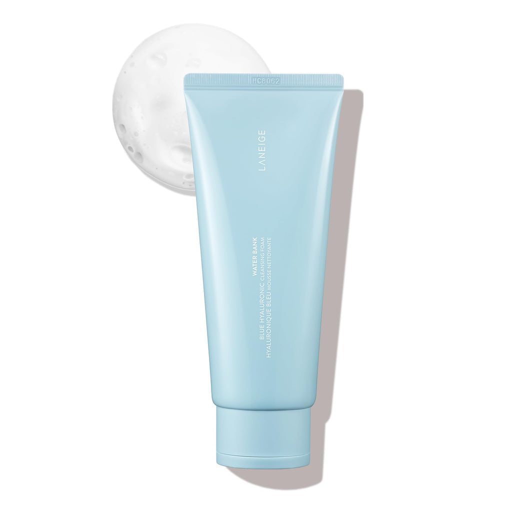 LANEIGE Water Bank Cleansing Foam: Hydrating Face Wash and Makeup Remover with Hyaluronic Acid & Papain Enzyme for Smooth, Soft Skin