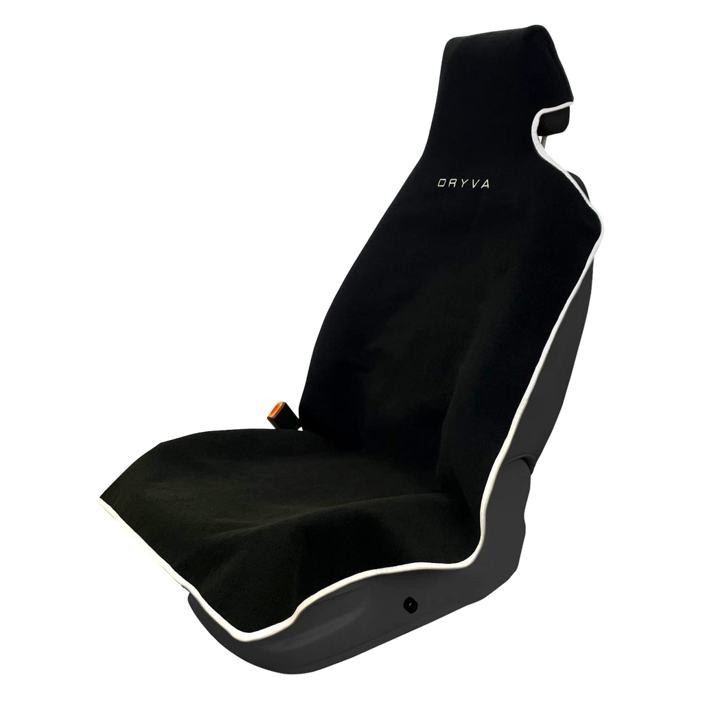 DryvaSeat - Premium Microfiber Towel Car Seat Cover - Waterproof & Sweatproof - Universal Fit, Machine Washable, Non-Slip - Seat Protector for Car, Truck, SUV, Van (Black, 1 Pack)